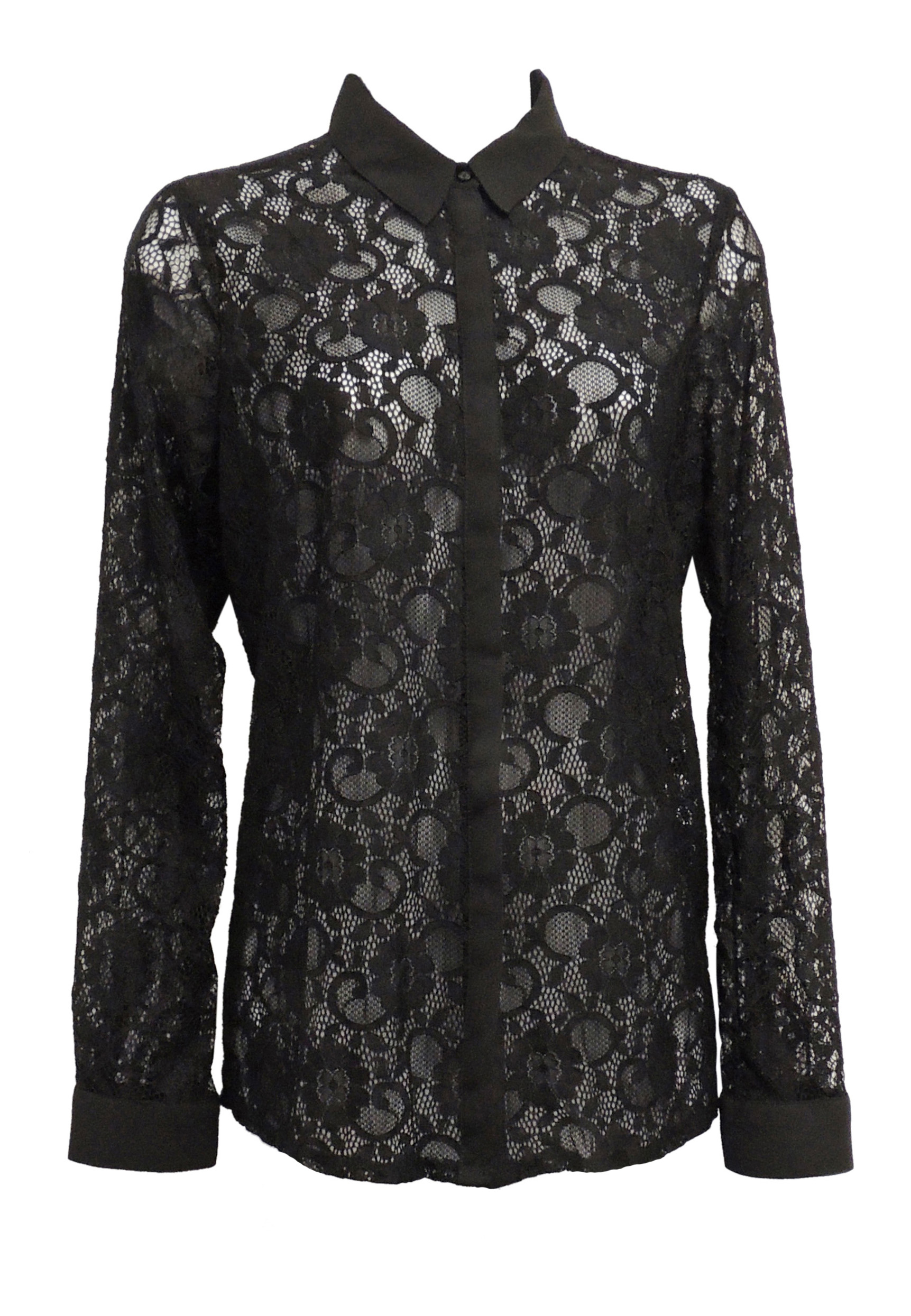 New Ladies Black Vintage Style Sheer LaceLook Shirt Blouse UK 820 eBay